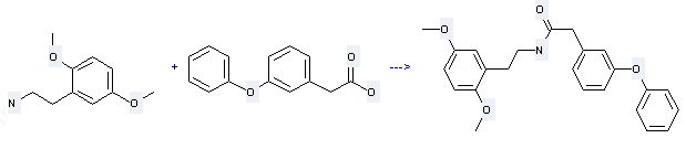 Benzeneacetic acid,3-phenoxy- can react with 2,5-Dimethoxy-phenethylamine to get N-[2-(2,5-dimethoxy-phenyl)-ethyl]-2-(3-phenoxy-phenyl)-acetamide